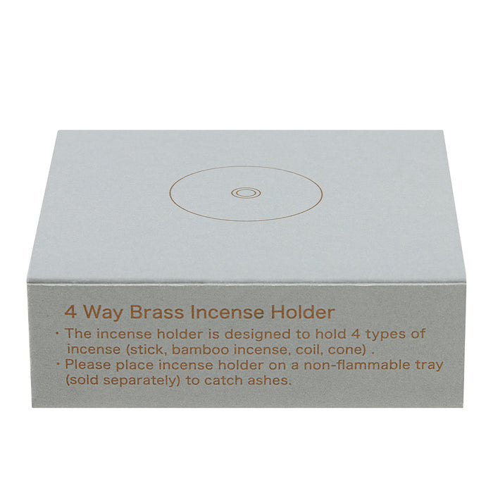 4 WAY Brass Incense Holder for bamboo and Japanese incense, coil, and cone