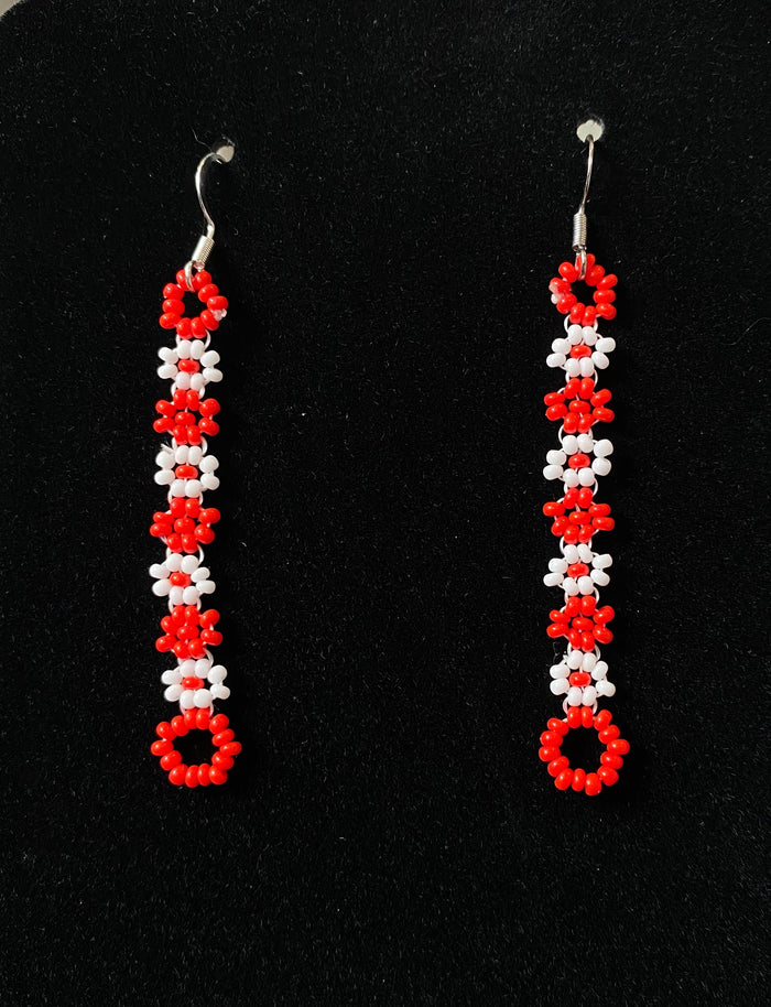 daisy chain earrings, Made by Mvskoke Artist, Ernest Tiger