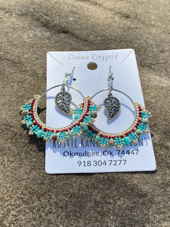 Beaded Hoop Earrings Made By Mvskoke Artist, Donna Ringgold