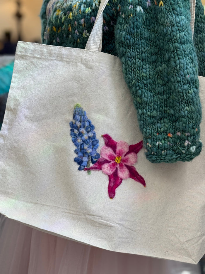 8-16-26 - Needle Felt Flower Tote Series - Lupine