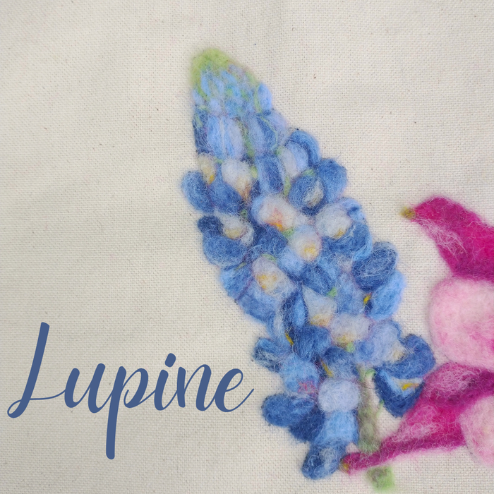 8-16-26 - Needle Felt Flower Tote Series - Lupine