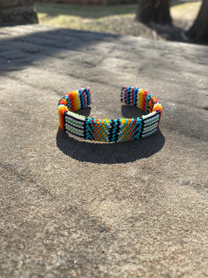 Peyote stitched cuff Made By Mvskoke Artist, Donna Ringgold