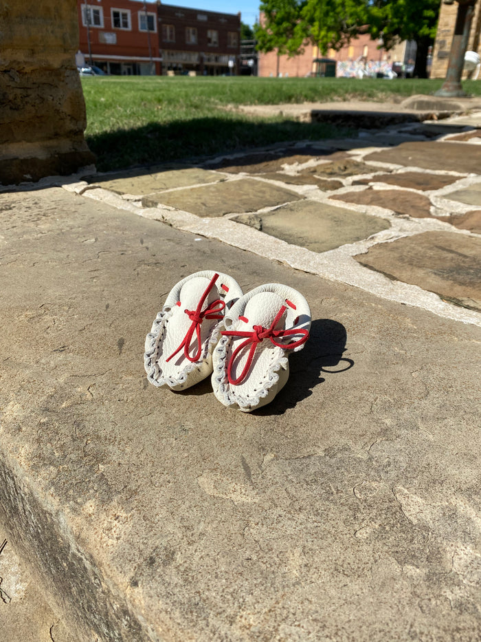 Infant moccasins made by Mvskoke Artist, Soloman Hill
