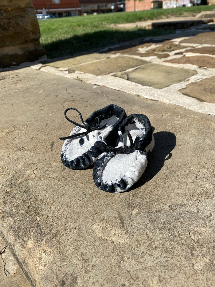Infant moccasins made by Mvskoke Artist, Soloman Hill