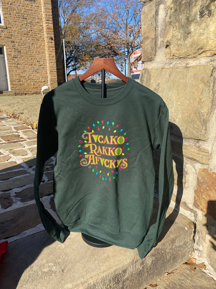 Tvcako Rakko Afvckvs - Merry Christmas Crewneck Sweatshirt in Forest Green