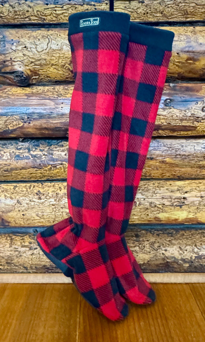 Red & Black Buffalo Plaid Men's Slipper Socks