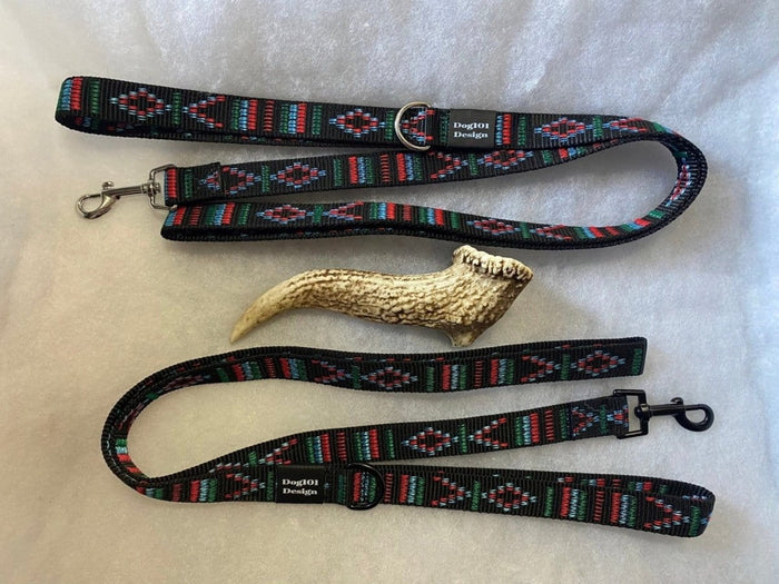 Dogtraining101 Adult Dog Fancy Black Indian Motif 1.5m x 25mm Lead