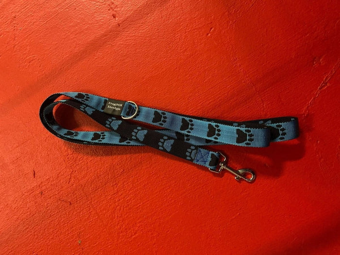 Dogtraining101 Adult Dog Fancy Black Paw-Blue 1.5m x 25mm Lead