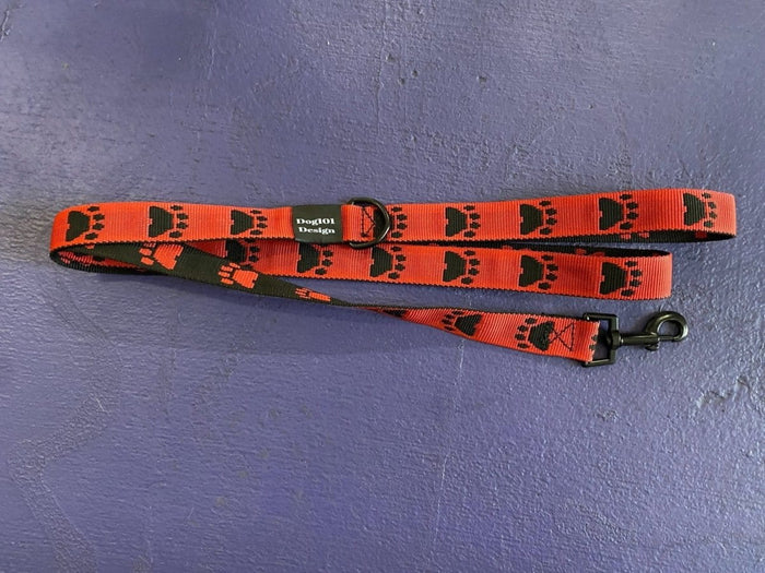 Dogtraining101 Adult Dog Fancy Black Paw-Red 1.5m x 25mm Lead