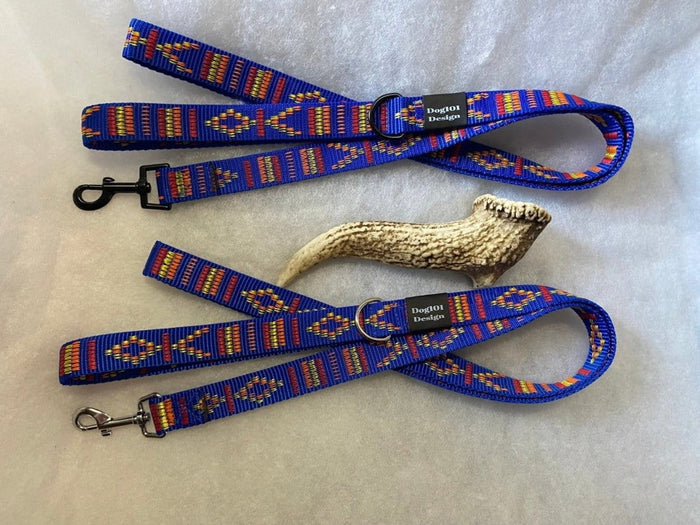 Dogtraining101 Adult Dog Fancy Blue Indian Motif 1.5m x 25mm Lead