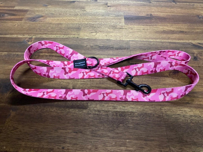 Dogtraining101 Adult Dog Fancy Pink Bone Camo 1.5m x 25mm Lead