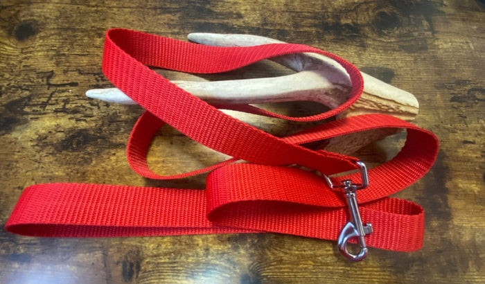 Dogtraining101 Black Adult Dog Plain Red 1.5m x 25mm Lead