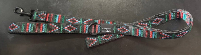 Dogtraining101 Black Adult Dog Premium Handle Fancy Black Indian Motif 1.5m x 22mm Lead