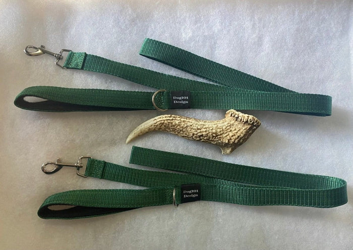 Dogtraining101 Black Adult Dog Premium Handle Plain Dark Green 1.5m x 25mm Lead