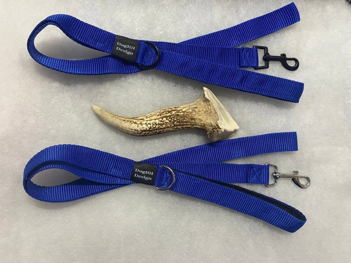 Dogtraining101 Black Adult Dog Premium Handle Plain Royal Blue 1.5m x 25mm Lead