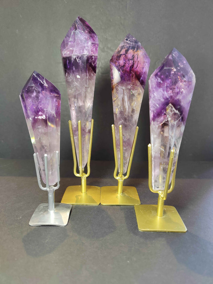 Amethyst Polished Scepter Wand on Metal Stand - Smokin Resin Company