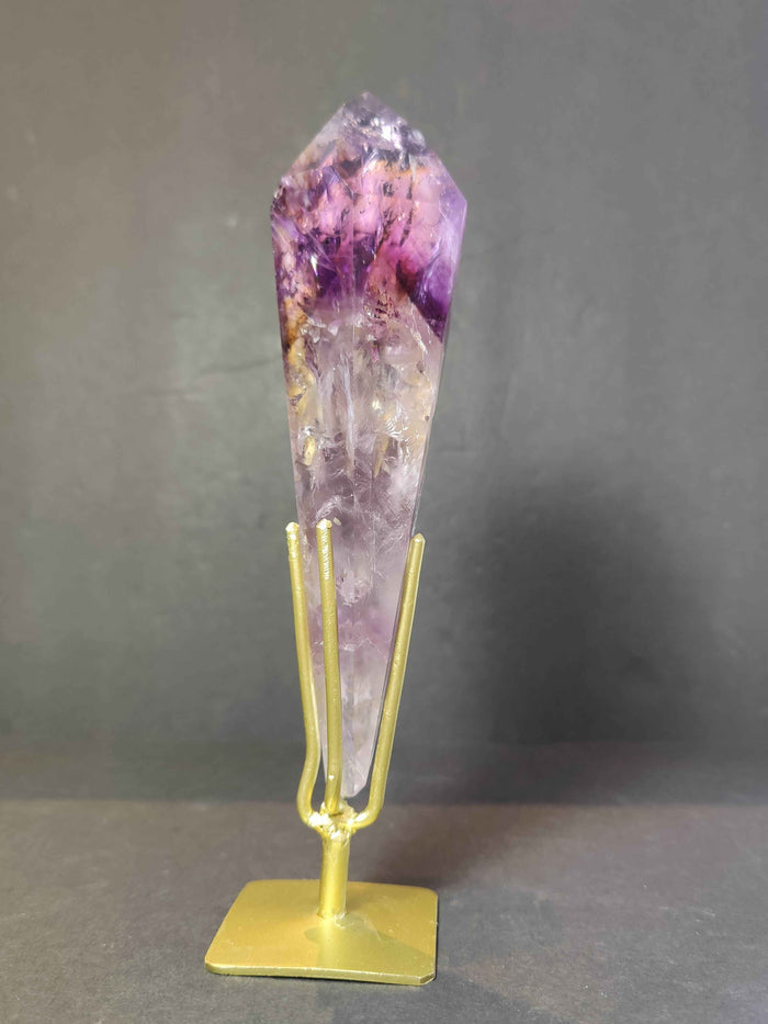Amethyst Polished Scepter Wand on Metal Stand - Smokin Resin Company