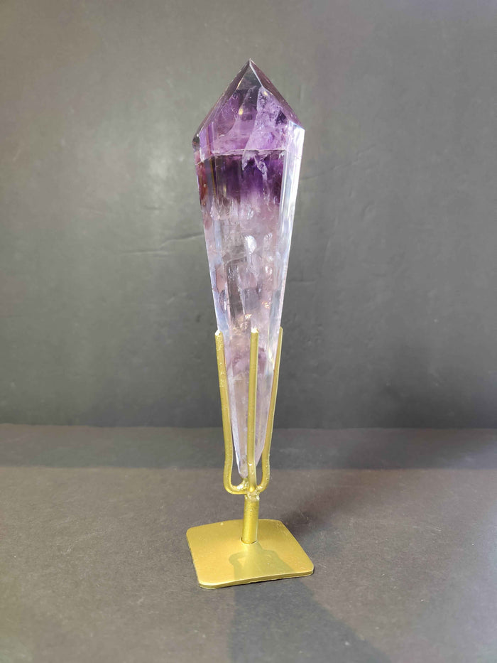 Amethyst Polished Scepter Wand on Metal Stand - Smokin Resin Company