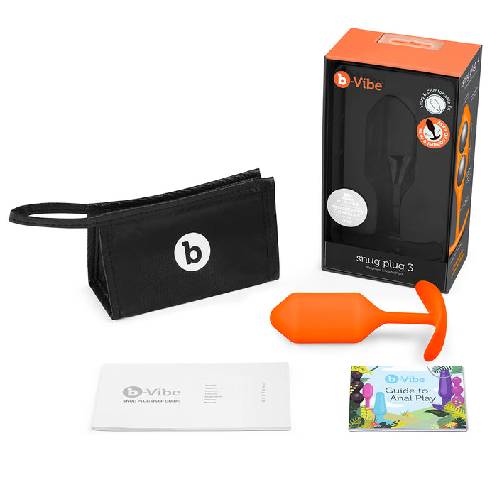 Large Orange B-Vibe Snug Plug 3 | Anal Toys Intimates Adult Boutique