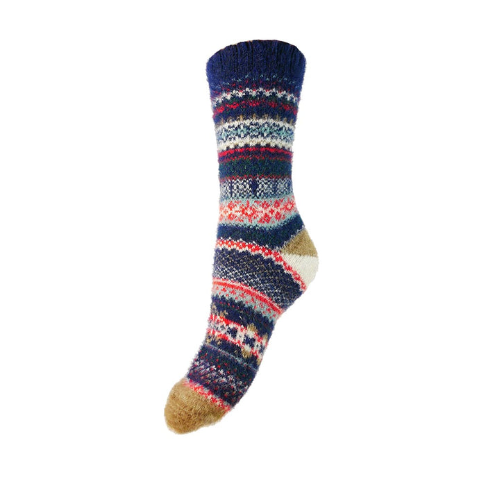 Blue and red Scandi patterned soft Cosy socks