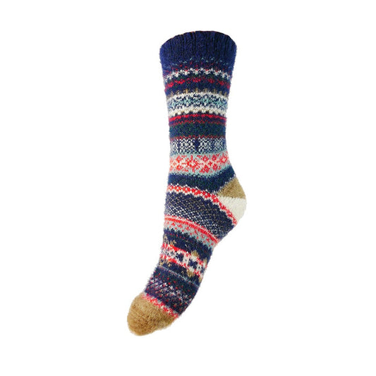 Blue and red Scandi patterned soft Cosy socks