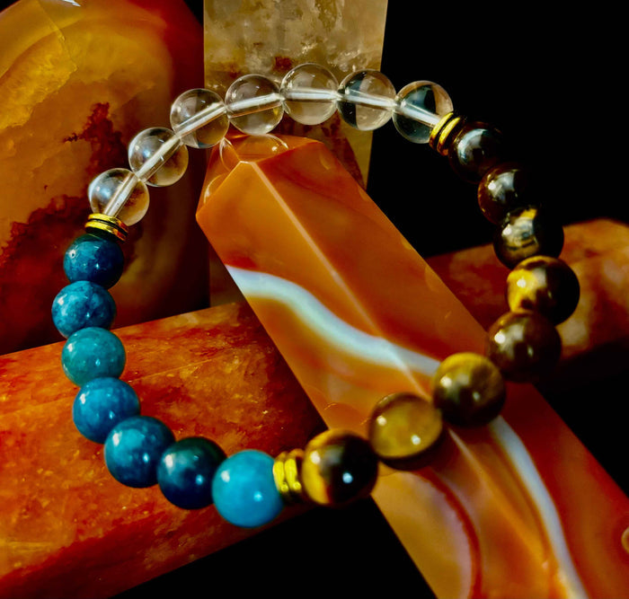 Blue Apatite Tiger Eye Intention Bracelet - Smokin Resin Company