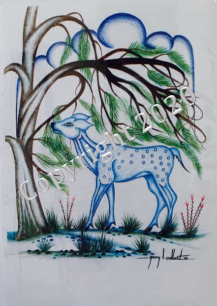 "Blue Deer Feeding"