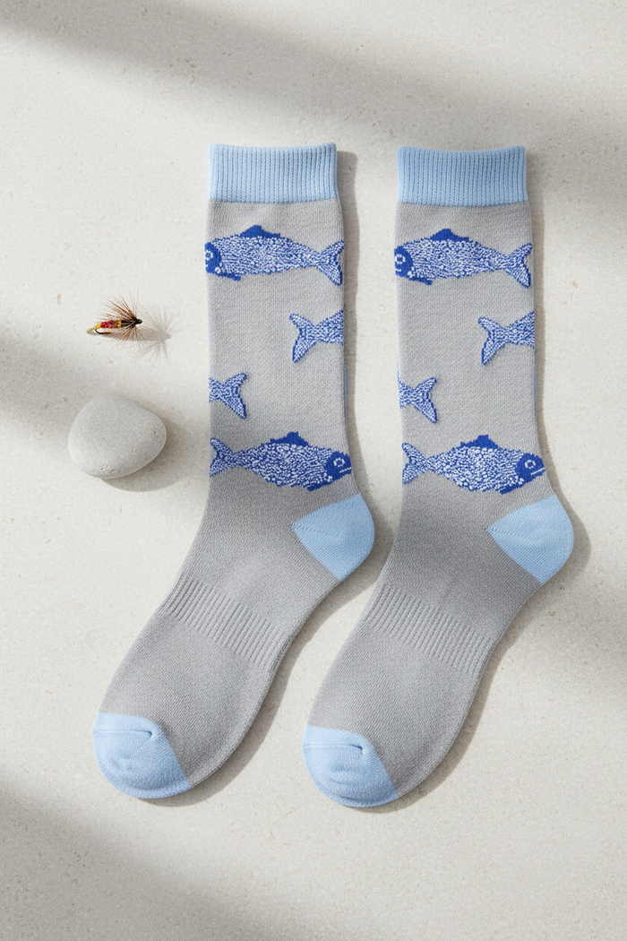 Blue Fish Men's Bamboo Socks - no fish on foot