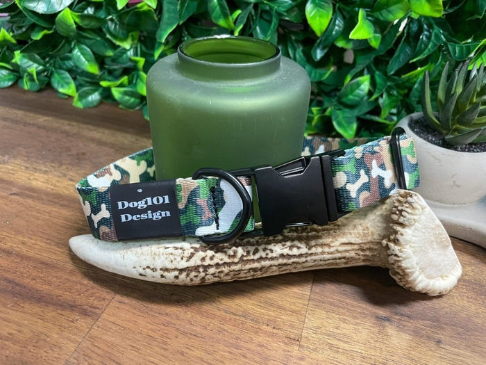 Dogtraining101 Large / Black Bone Camo Metal Clip Collar