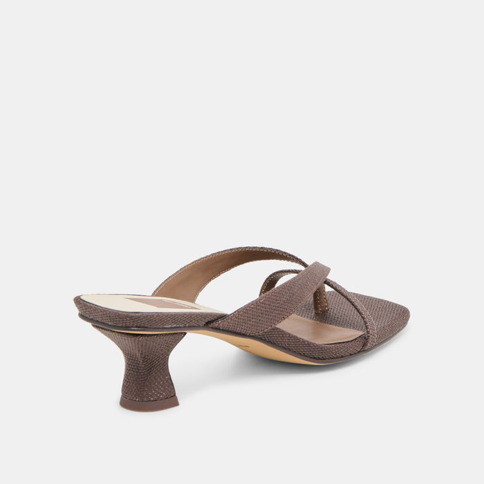 BREVEL HEELS CHOCOLATE RAFFIA