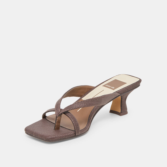 BREVEL HEELS CHOCOLATE RAFFIA
