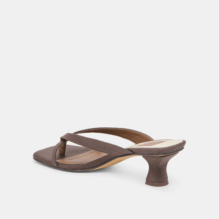 BREVEL HEELS CHOCOLATE RAFFIA