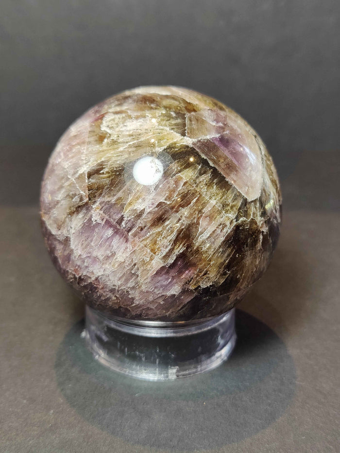 Cacoxenite Amethyst Polished Sphere Sculpture - Smokin Resin Company