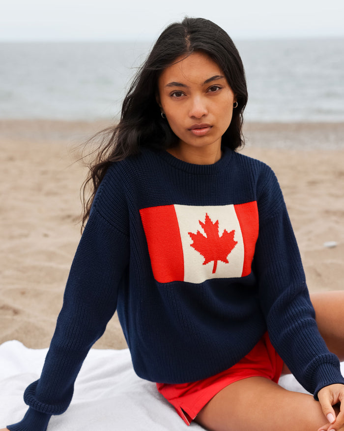 Made in Canada Cotton Canada Flag Cotton Knit Sweater - Unisex - Province of Canada