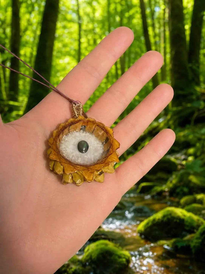 Captivating Black Fire Opal Pendant - Handmade Pinecone Charm for Nature Lovers