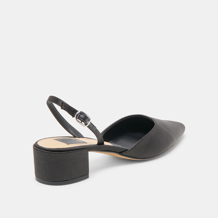 CAREL HEELS ONYX SATIN