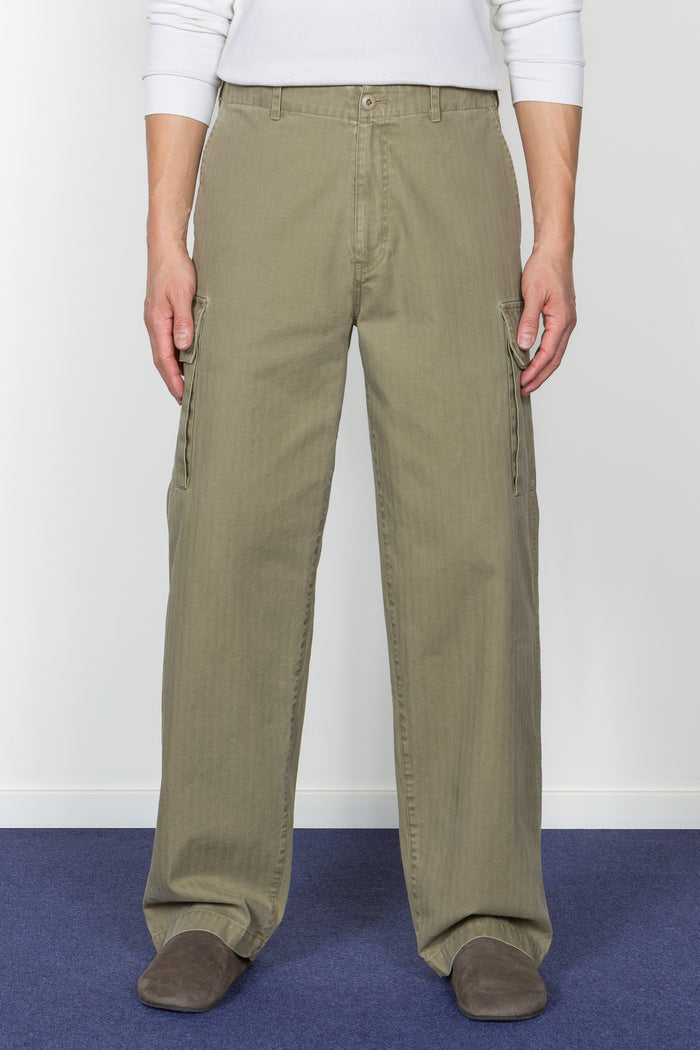 Cargo Pant - Olive Herringbone