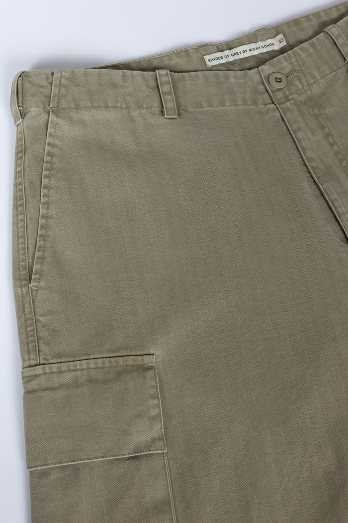 Cargo Pant - Olive Herringbone