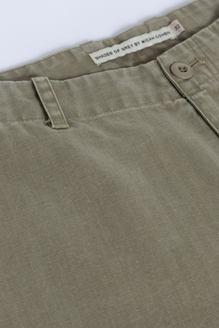 Cargo Pant - Olive Herringbone