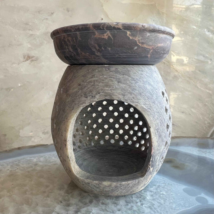 Carved Soapstone Essential Oil Burner 3.5" - Smokin Resin Company