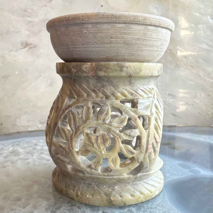 Carved Soapstone Essential Oil Burner 3" - Smokin Resin Company