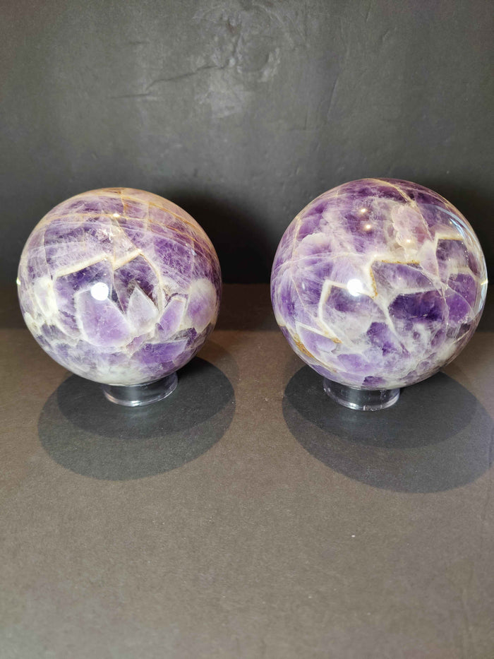 Chevron Amethyst Polished Sphere Sculpture - Smokin Resin Company