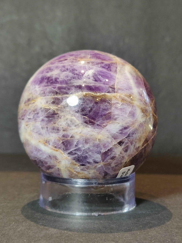 Chevron Amethyst Polished Sphere Sculpture - Smokin Resin Company