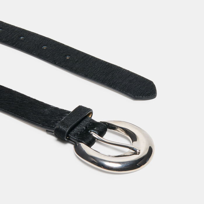 CHUNKY CURVED BUCKLE BELT BLACK