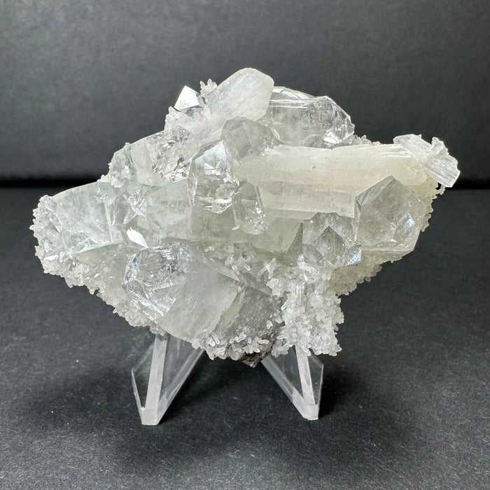 Clear Apophyllite Cluster with White Stilbite on Chalceedony from India - Smokin Resin Company