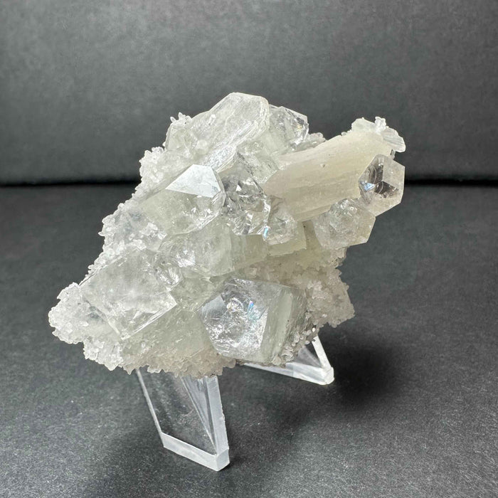 Clear Apophyllite Cluster with White Stilbite on Chalceedony from India - Smokin Resin Company
