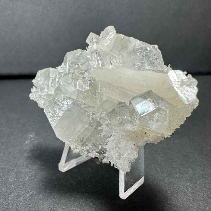 Clear Apophyllite Cluster with White Stilbite on Chalceedony from India - Smokin Resin Company