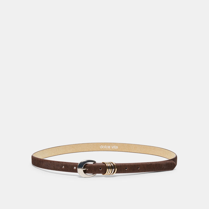 Crescent Buckle Chestnut Mixed Metal Multi Keeper Belt | Dolce Vita