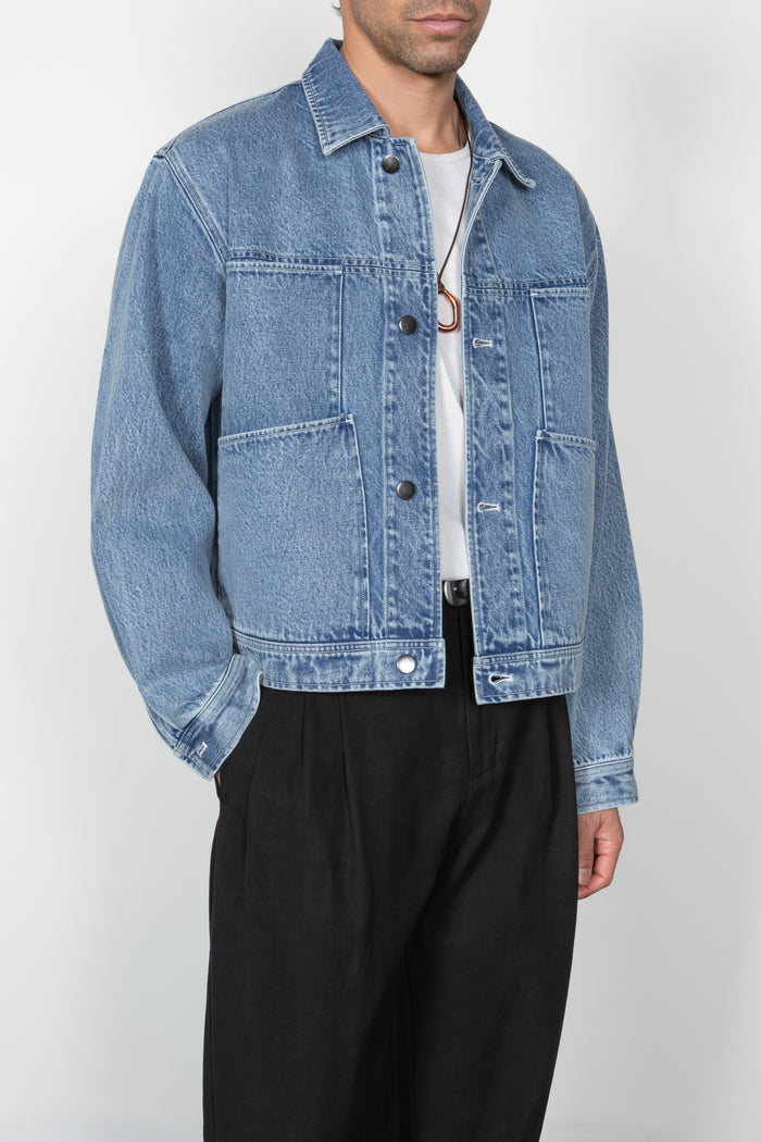 Cropped Four Pocket Trucker Jacket - 90's Stonewashed Denim