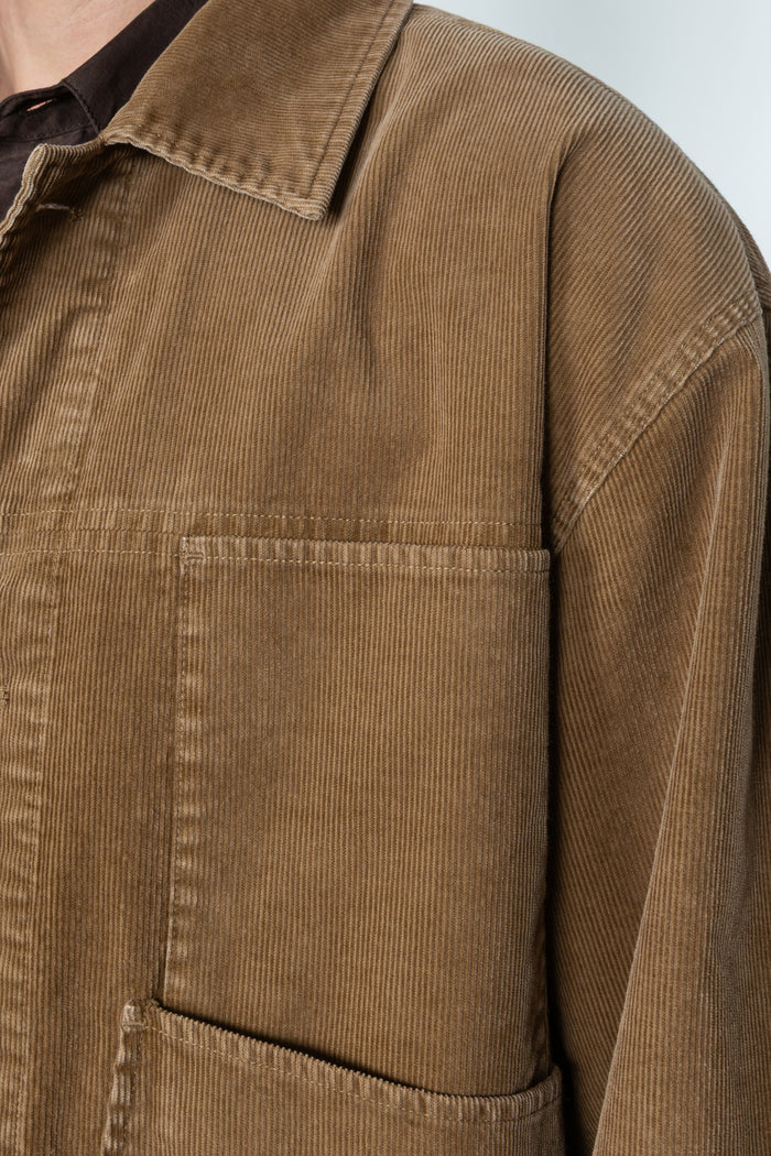 Cropped Four Pocket Trucker Jacket - Taupe Corduroy
